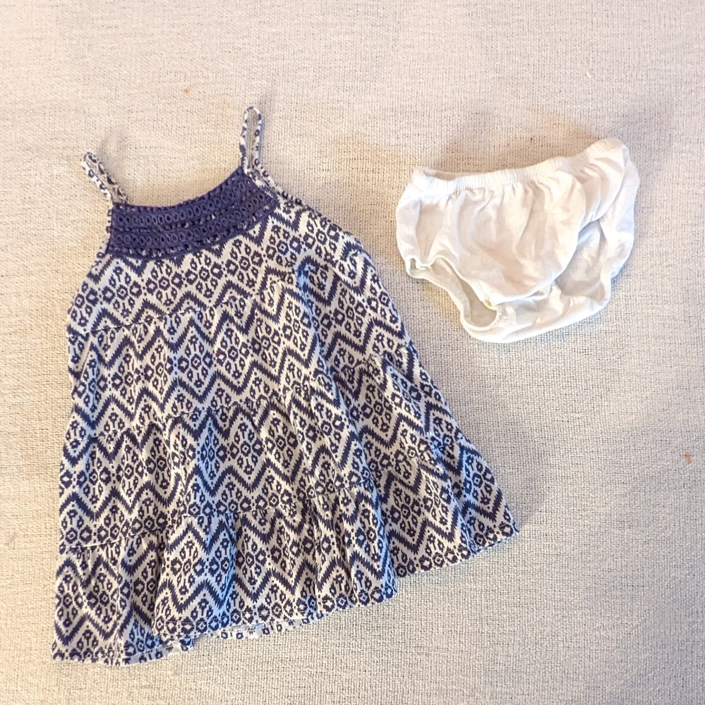 Arizona Jeans Toddler Girls Boho Dress with Diaper Cover - Blue 24M
